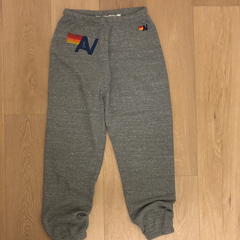 Aviator Nation Grey Womens Sweatpants with Rainbow AV Logo